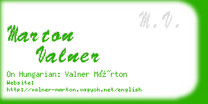 marton valner business card